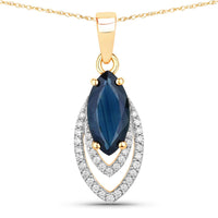Diana M Jewels Women's Marquise Natural Blue Sapphire Pendant Necklace (1.42 Ct) - Petite in 14k yellow gold - women's jewelry