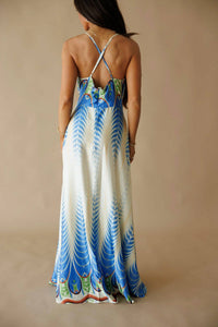 Kld. Signature - Satin Border Print Halter Maxi Dress