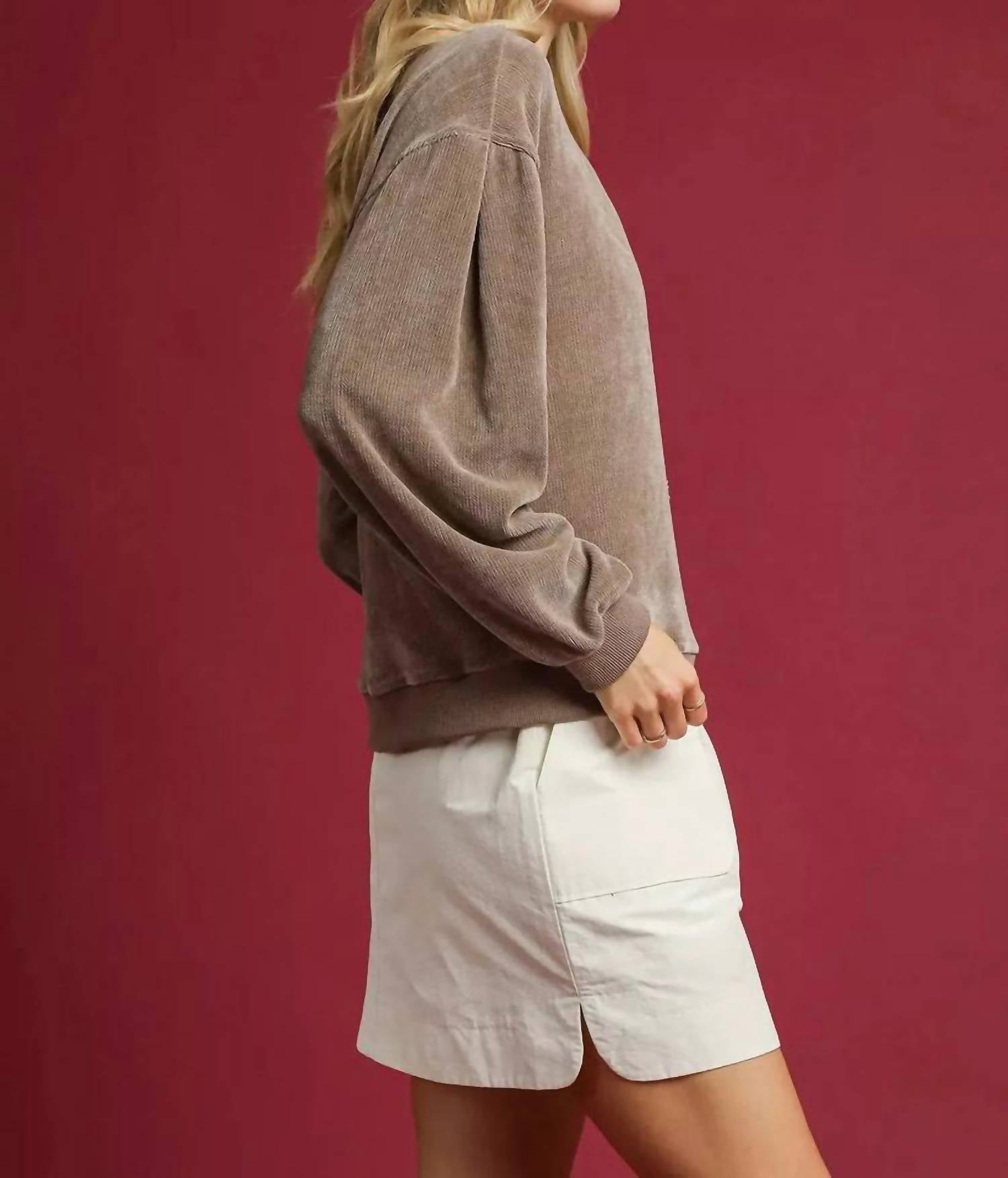Umgee - Velour Crewneck Sweatshirt