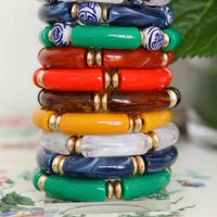 CANVAS Style Women's Lelani Disc Resin Stretch Bracelet in marigold - women's jewelry - detail view