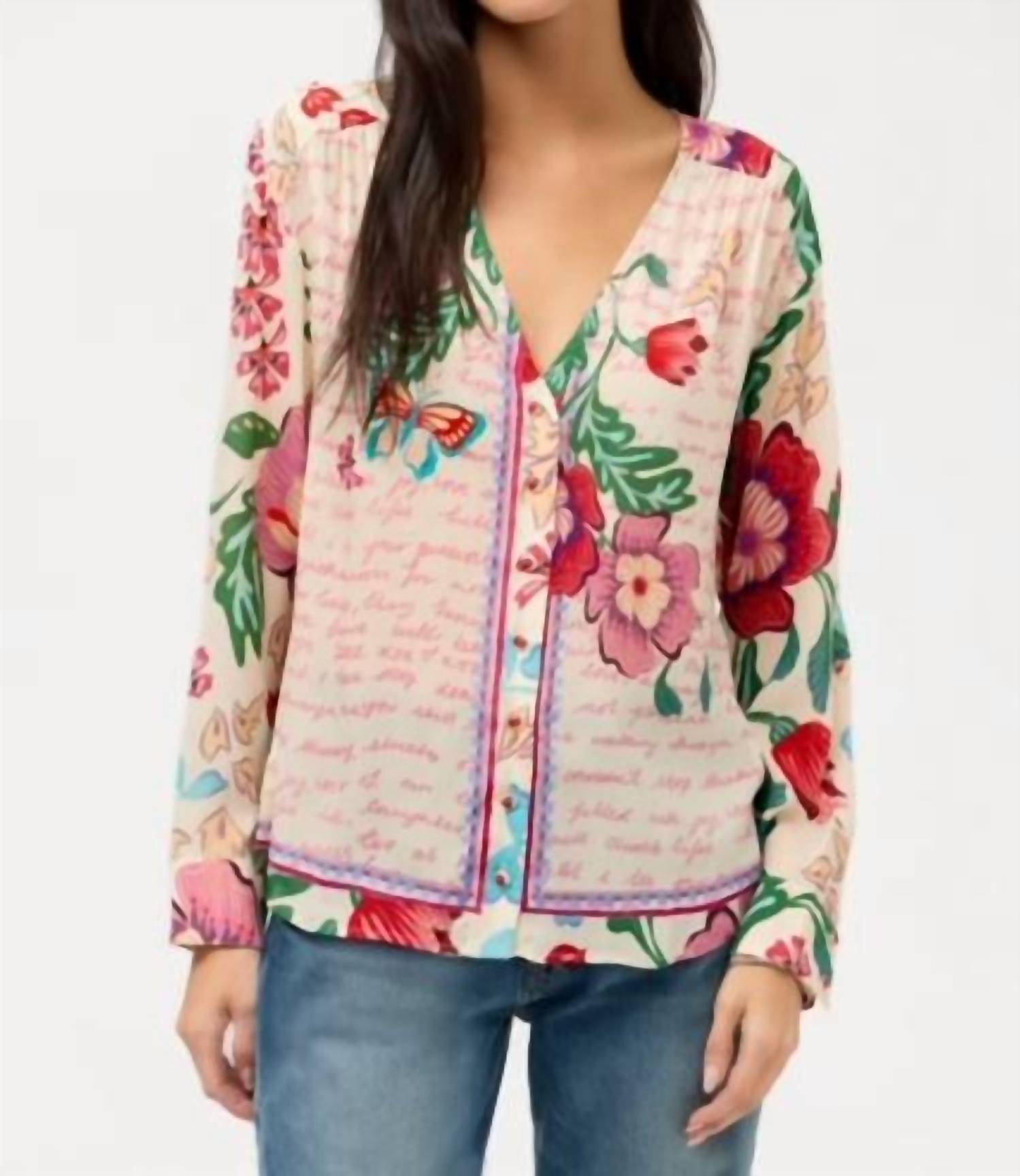 Johnny Was NISHA BUTTON UP SHIRT in ade - women's blouse