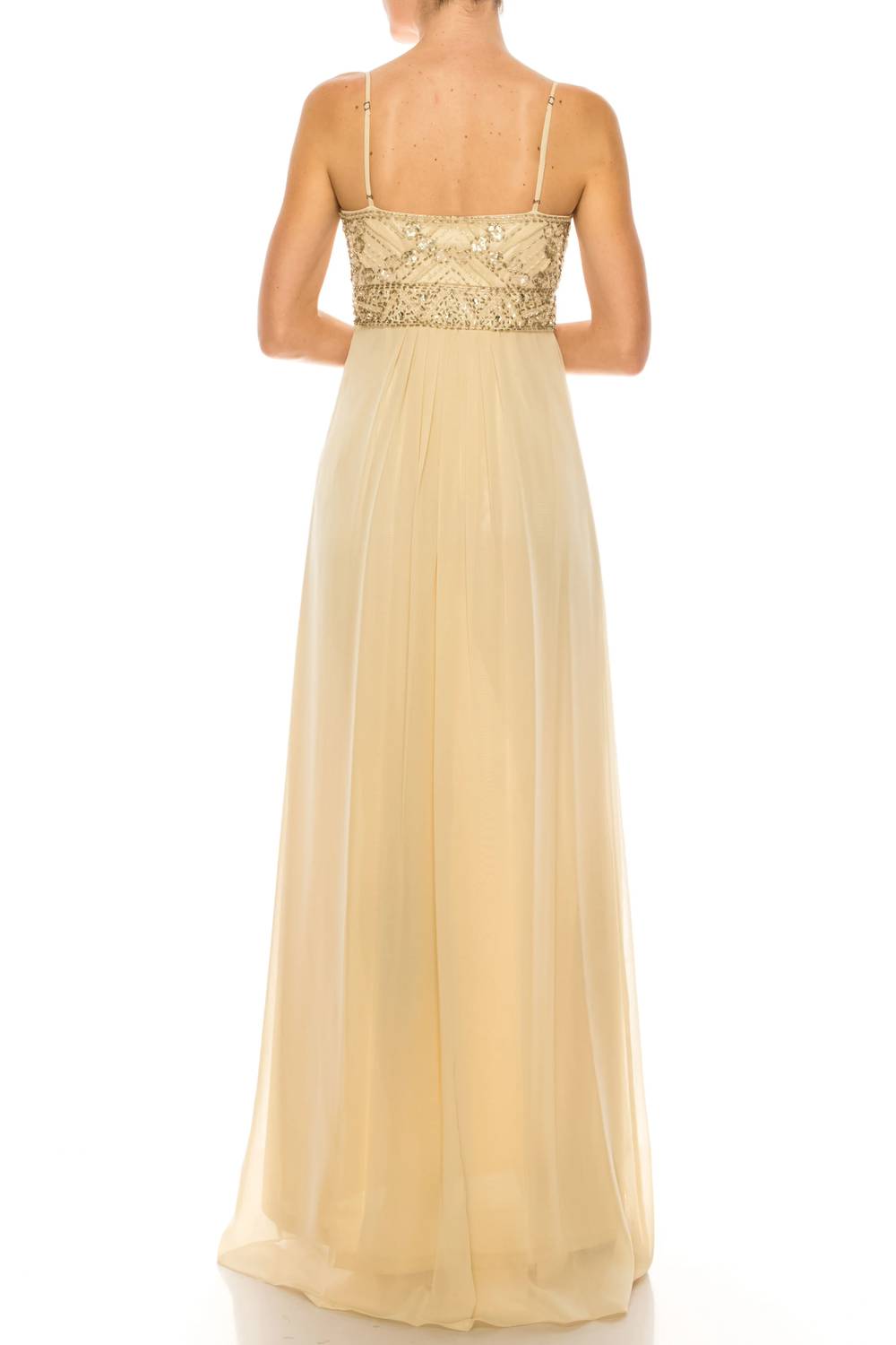 Sue Wong - Women's Beaded Chiffon Spaghetti Strap Dress