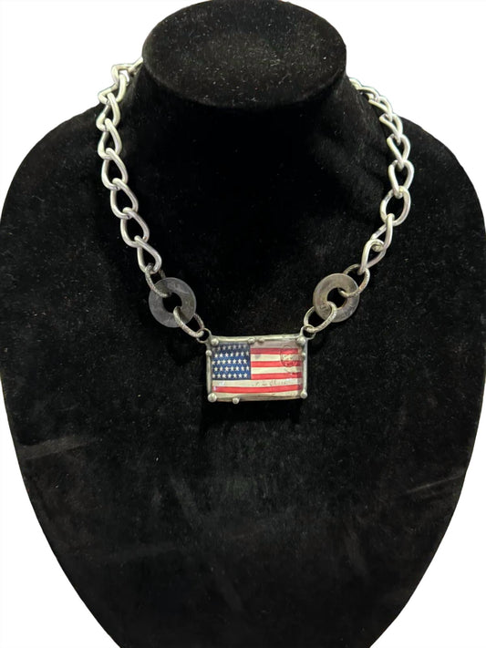 Art By Amy Labbe - American Flag Necklace