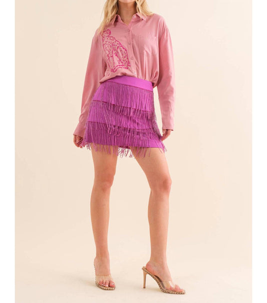 Blue B - Sequin Embroidered Cheetah Button Down Blouse