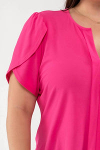 Perch By Blu Pepper - Drape Sleeve Split Neck Top - Plus