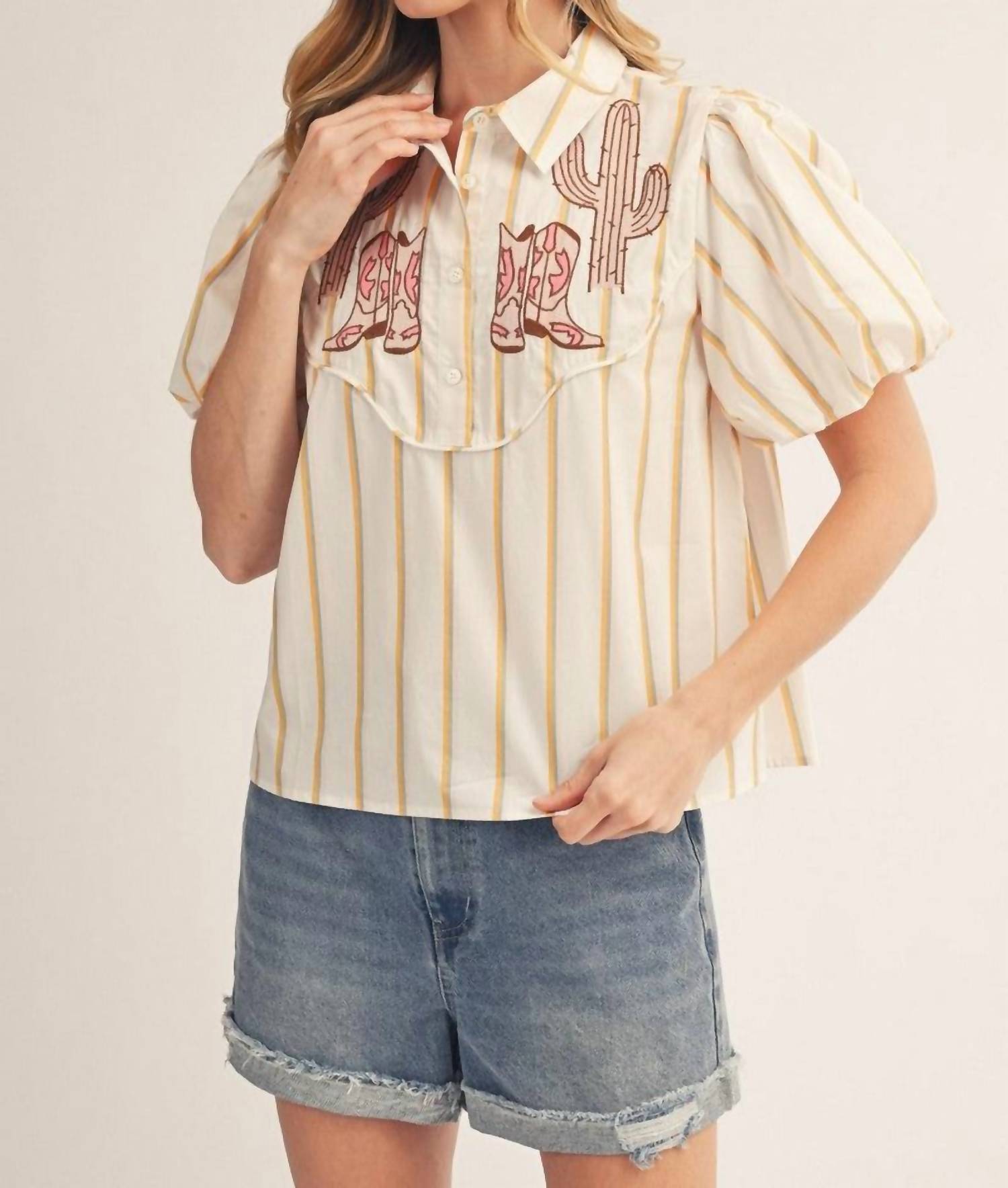 Jodifl - Boots Galore Striped Button Up Shirt