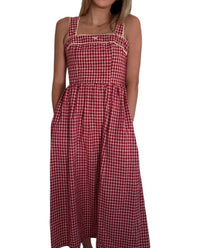Bailey Rose Logan Gingham Lace Sleeveless Midi Dress in red - women's dress - alternate view