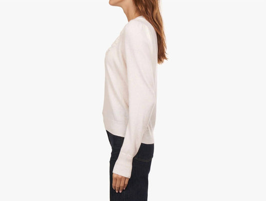 Autumn Cashmere - Puff Sleeve Crew With Floral Embroidery