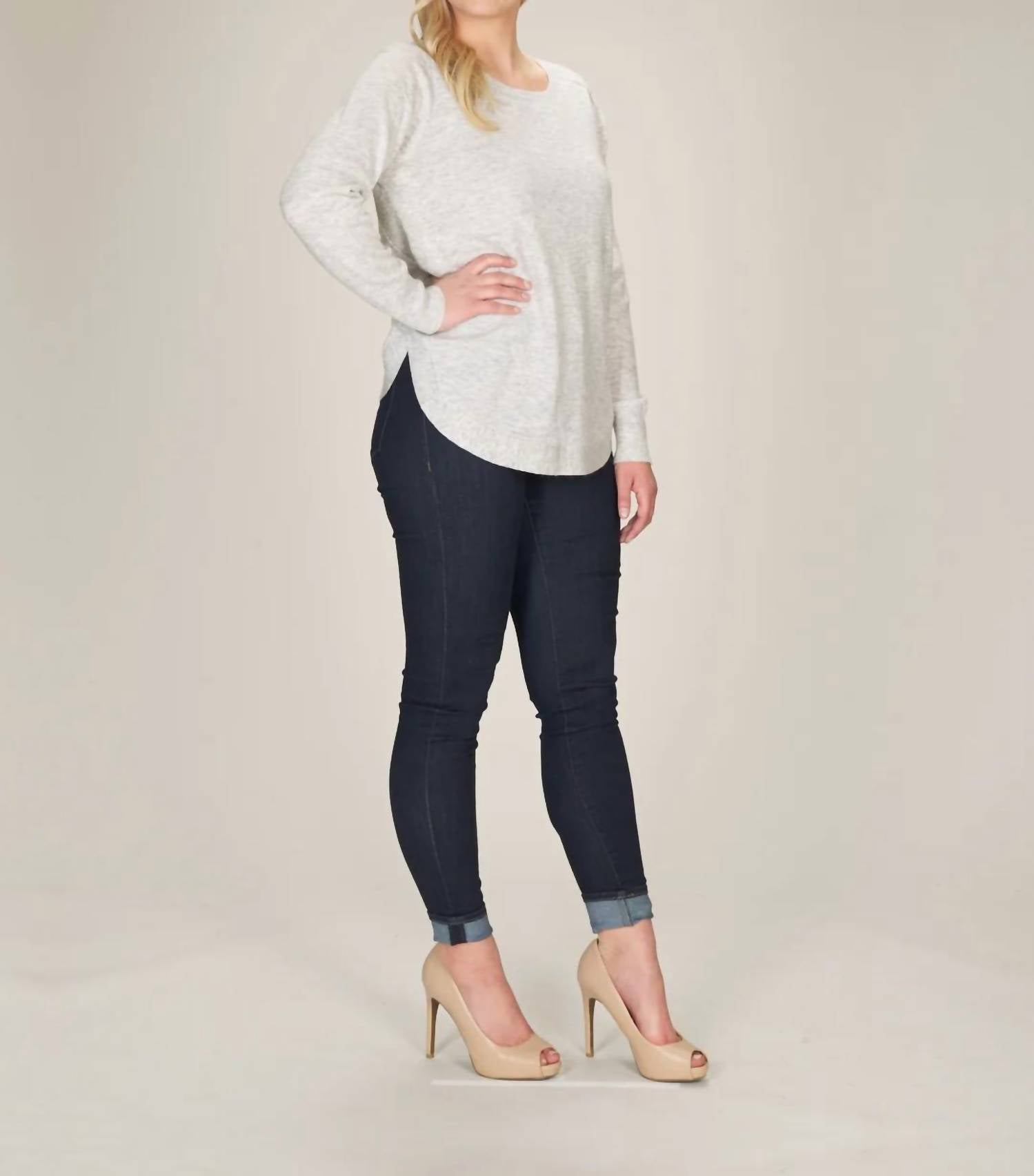 Papillon - Soft Heathered Sweater With Ribbed Detail