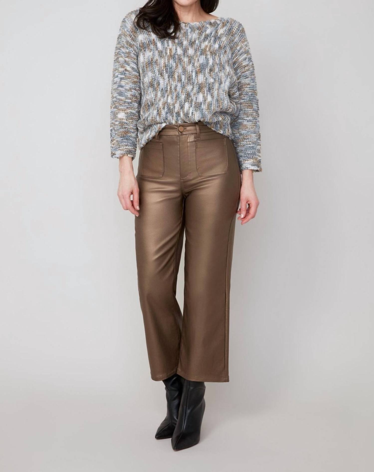 Renuar - Metallic Cropped Wide Leg Pants