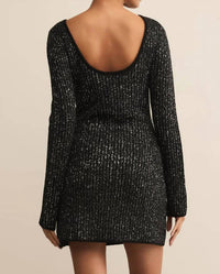 Z Supply La Marca Sequin Mini Dress in black 3 - women's dress - alternate view