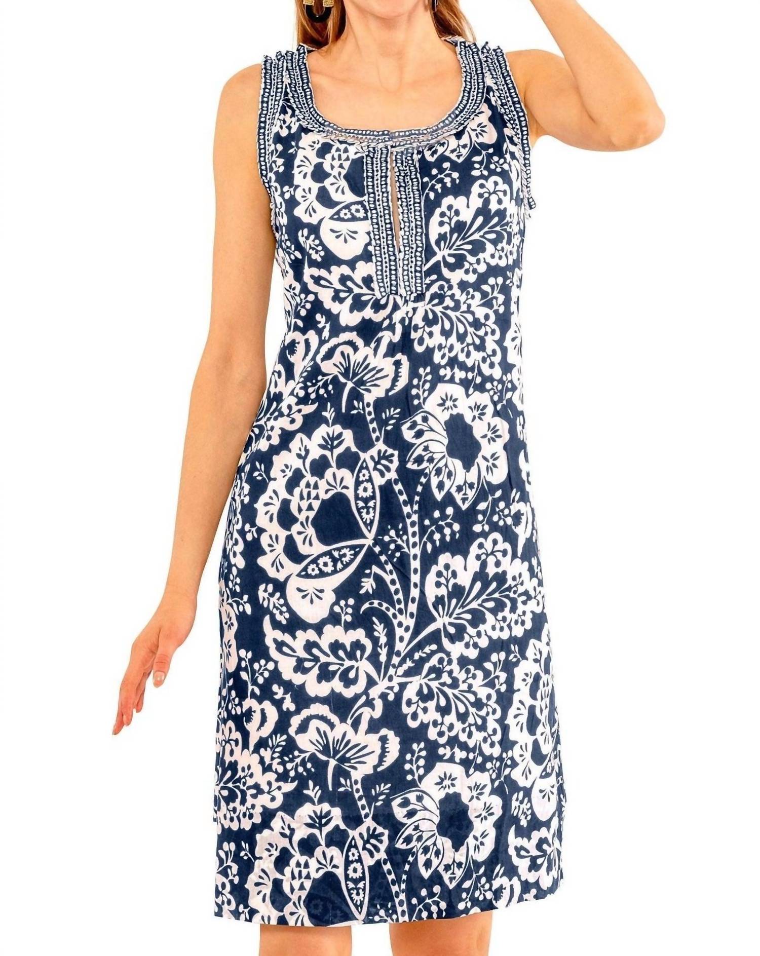 GRETCHEN SCOTT Flirt Flora Mini Dress in navy - women's dress