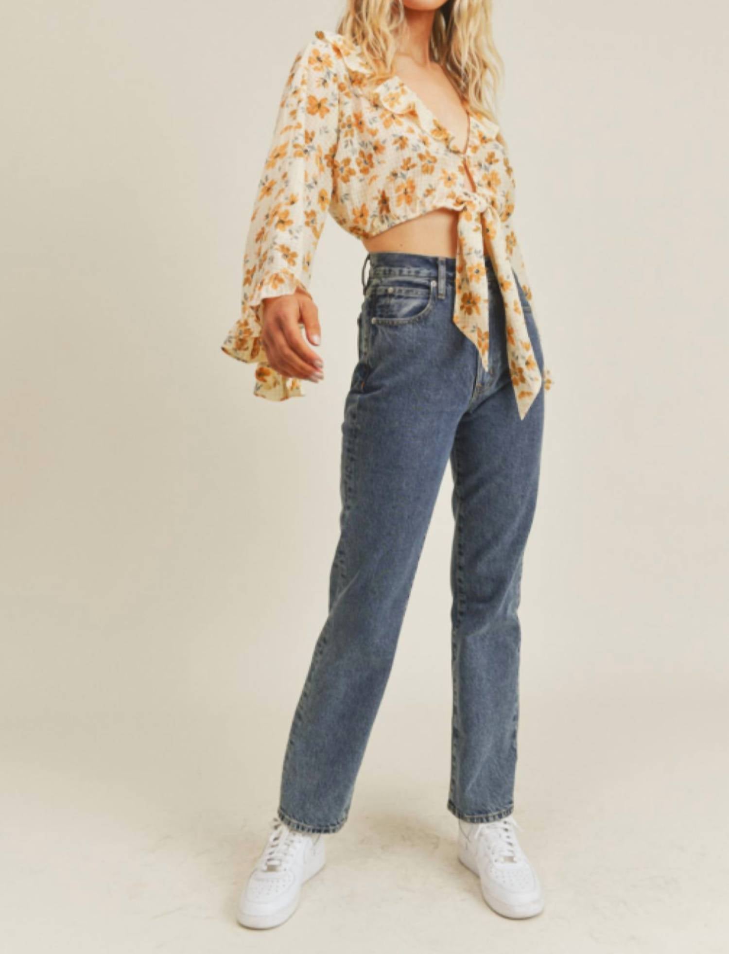 Lush - Floral Tie Front Top
