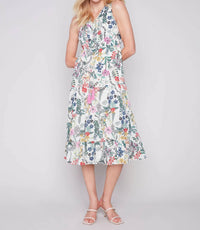 CHARLIE B Ruffle Maxi Dress in multi floral - women's dress - detail view