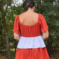 Timing Rust & Ruffles Dress in red white - women's dress - view 4