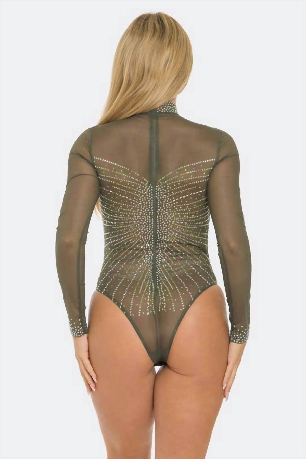 Banjul - Rhinestone Sheer Mesh Bodysuit