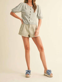 MIOU MUSE Puff Short Sleeved Knit Cardigan in grey - women's cardigan