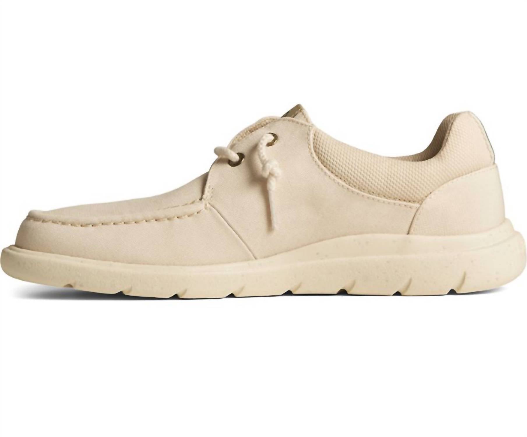 Sperry Men's Captain's Moc Seacycled Shoes in cream - men's sneaker - detail view