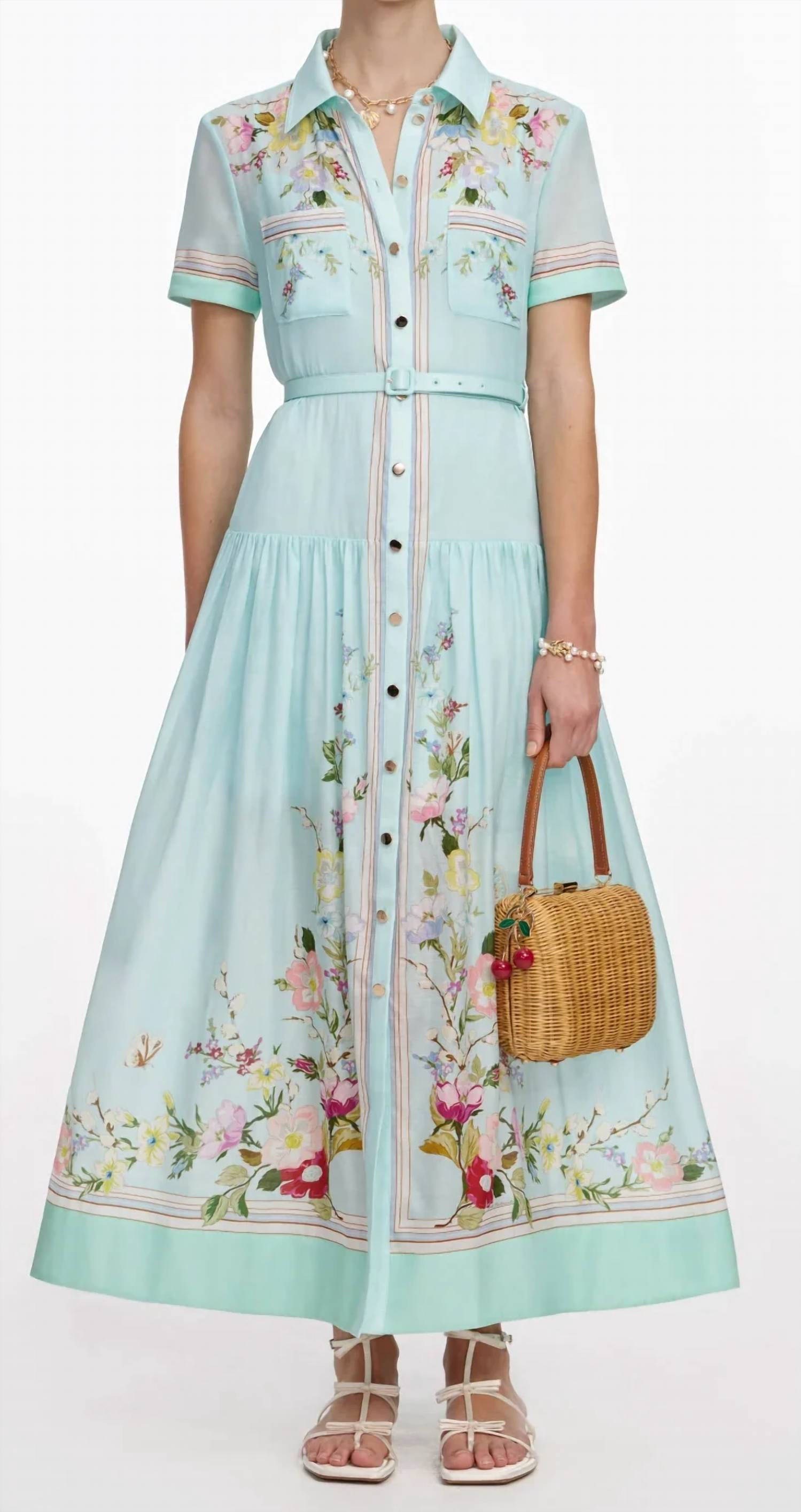 Self-Portrait - Floral Organza Midi Dress