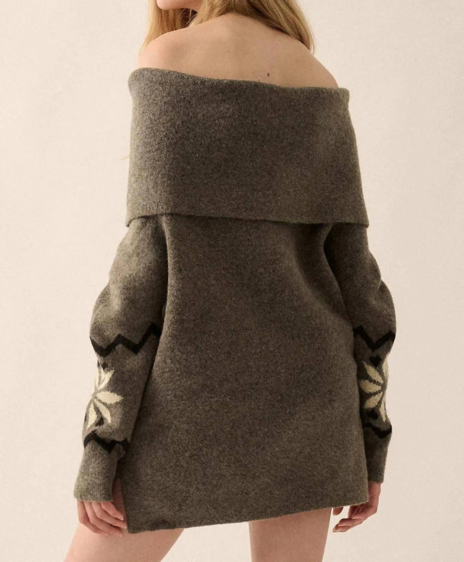 Promesa - Apres Ski Off-shoulder Foldover Alpine Sweater