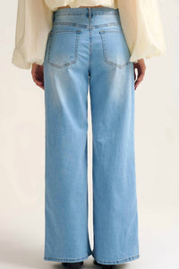 Q2 Adjustable Drawstring Waist Wide Leg Pants in blue - women's pants - alternate view