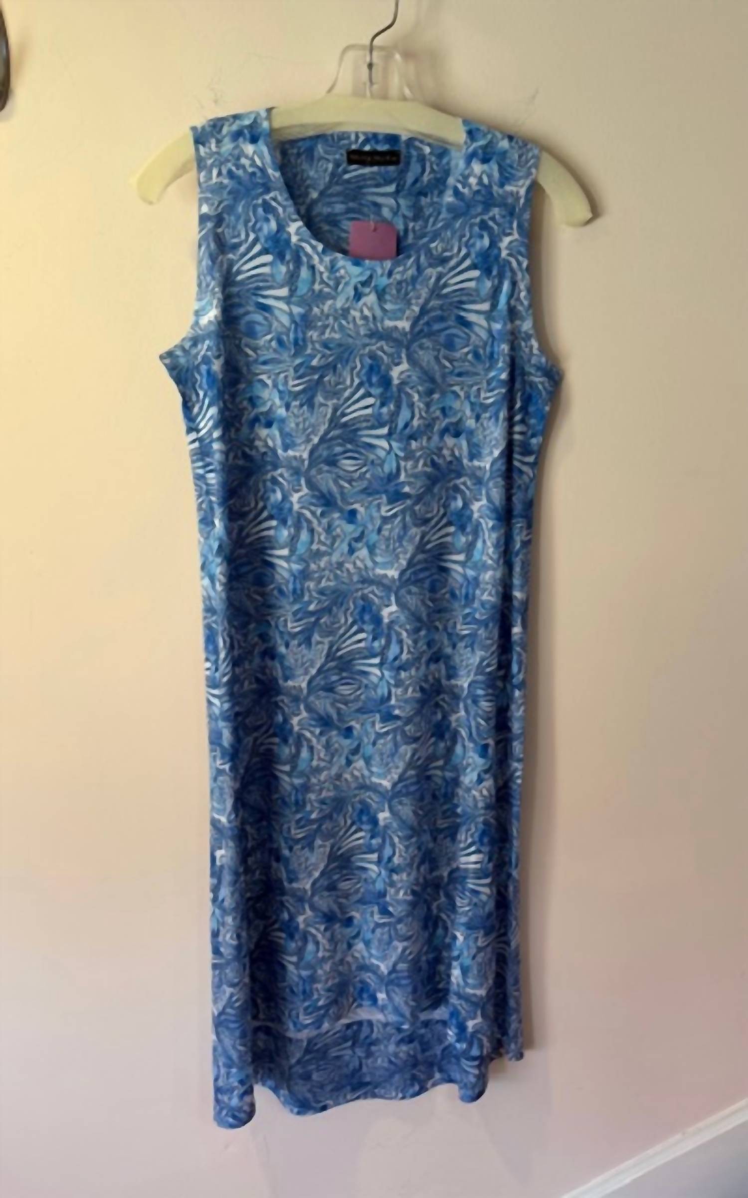 Nally & Millie Women's Chintz Print Hi-lo Dress in blue white - women's dress