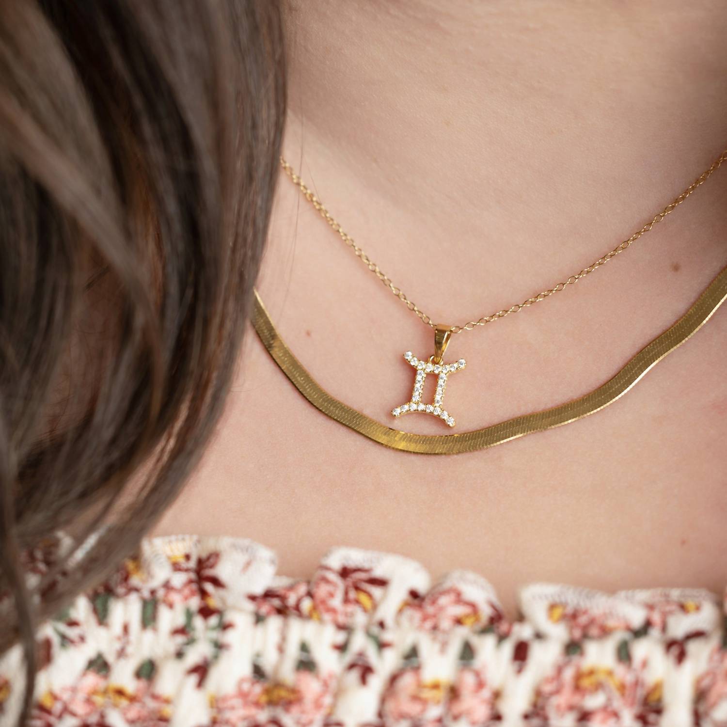 Starlette - Women's Gemini Necklace With Sparkling Cz Stones