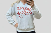 Bird & Co Wholesale Tees - Game Day Split Neck Sweatshirt