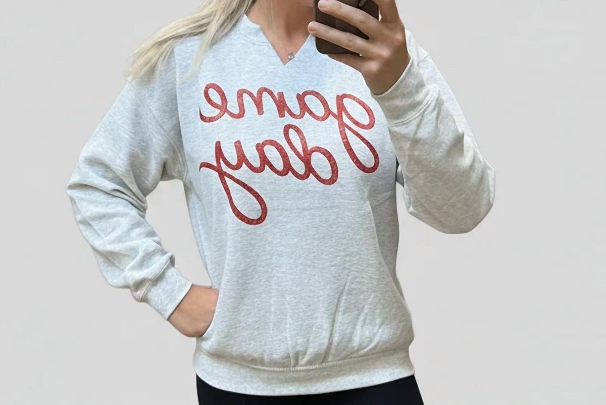 Bird & Co Wholesale Tees - Game Day Split Neck Sweatshirt