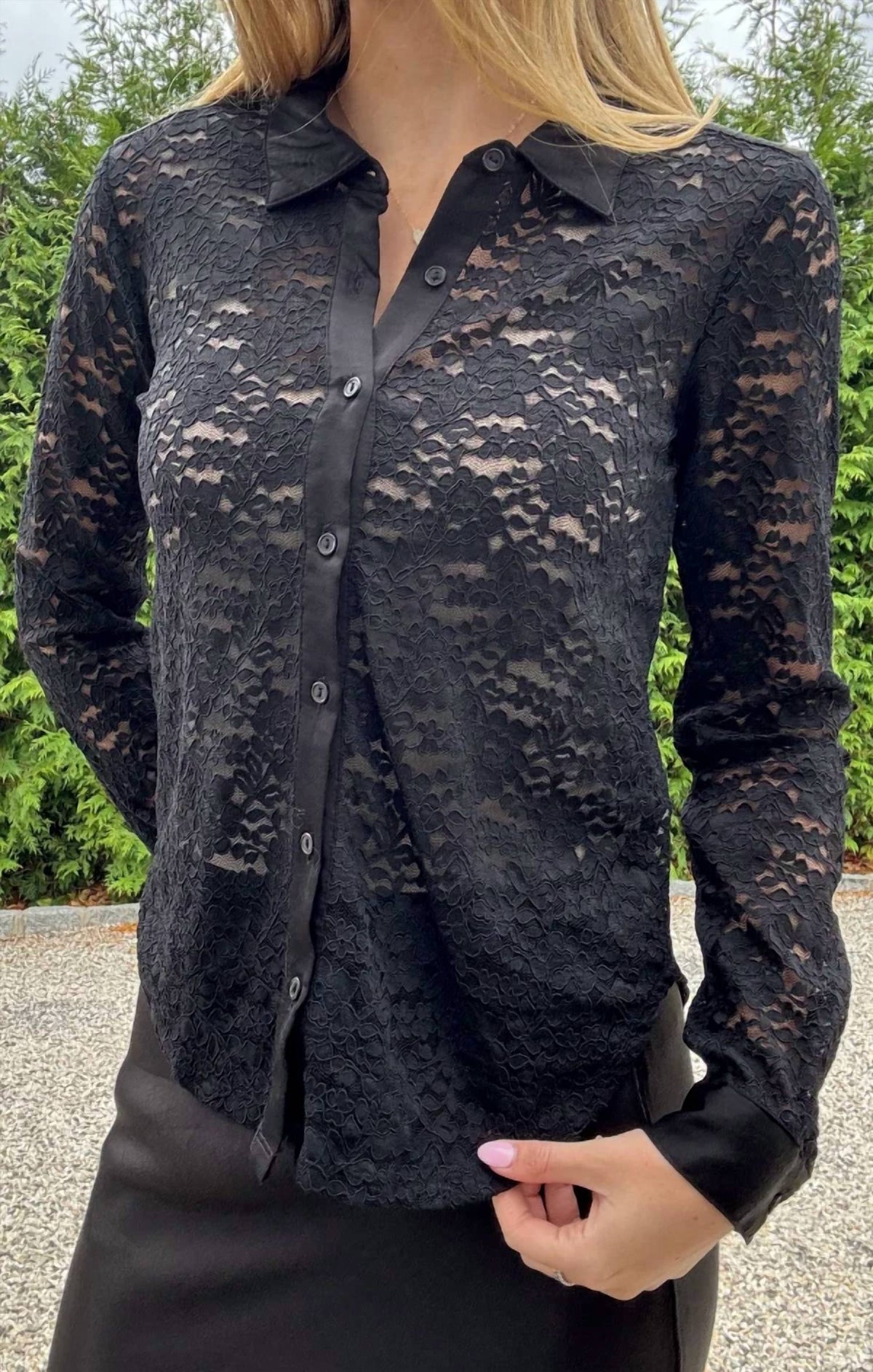 Red Haute - Lucia Lace Boyfriend Shirt