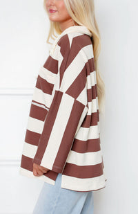 Bucketlist - The Sideline Striped Open Collar Top