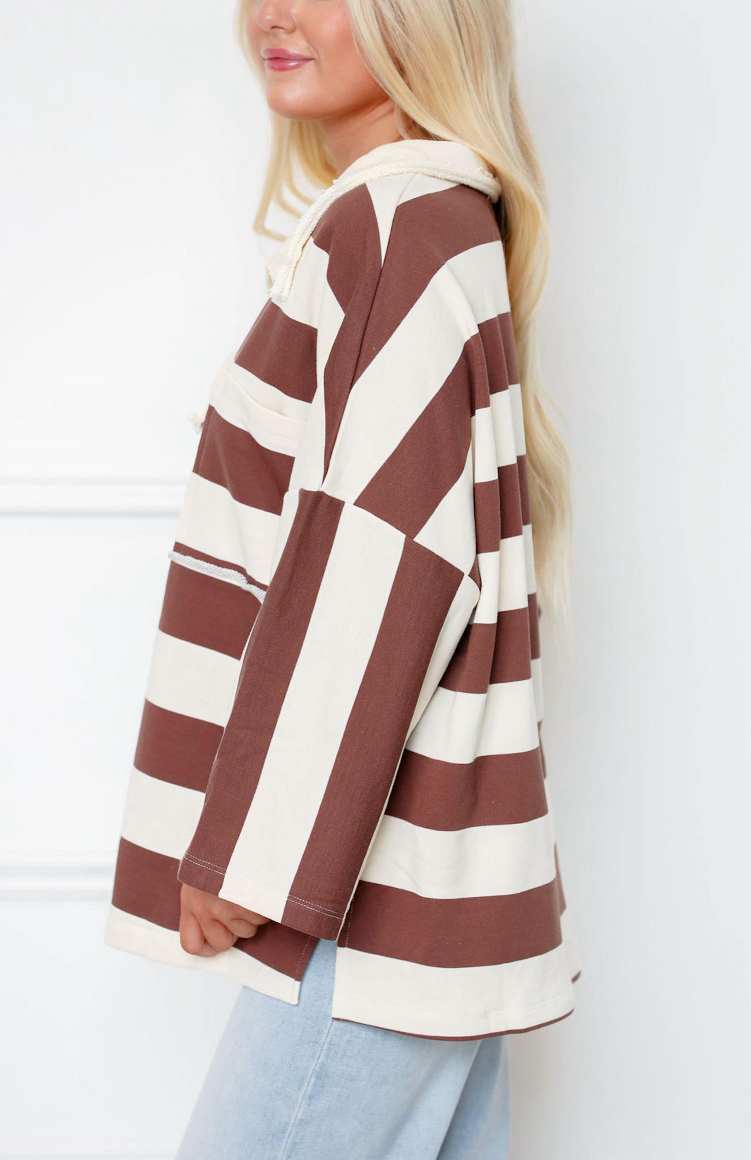 Bucketlist - The Sideline Striped Open Collar Top