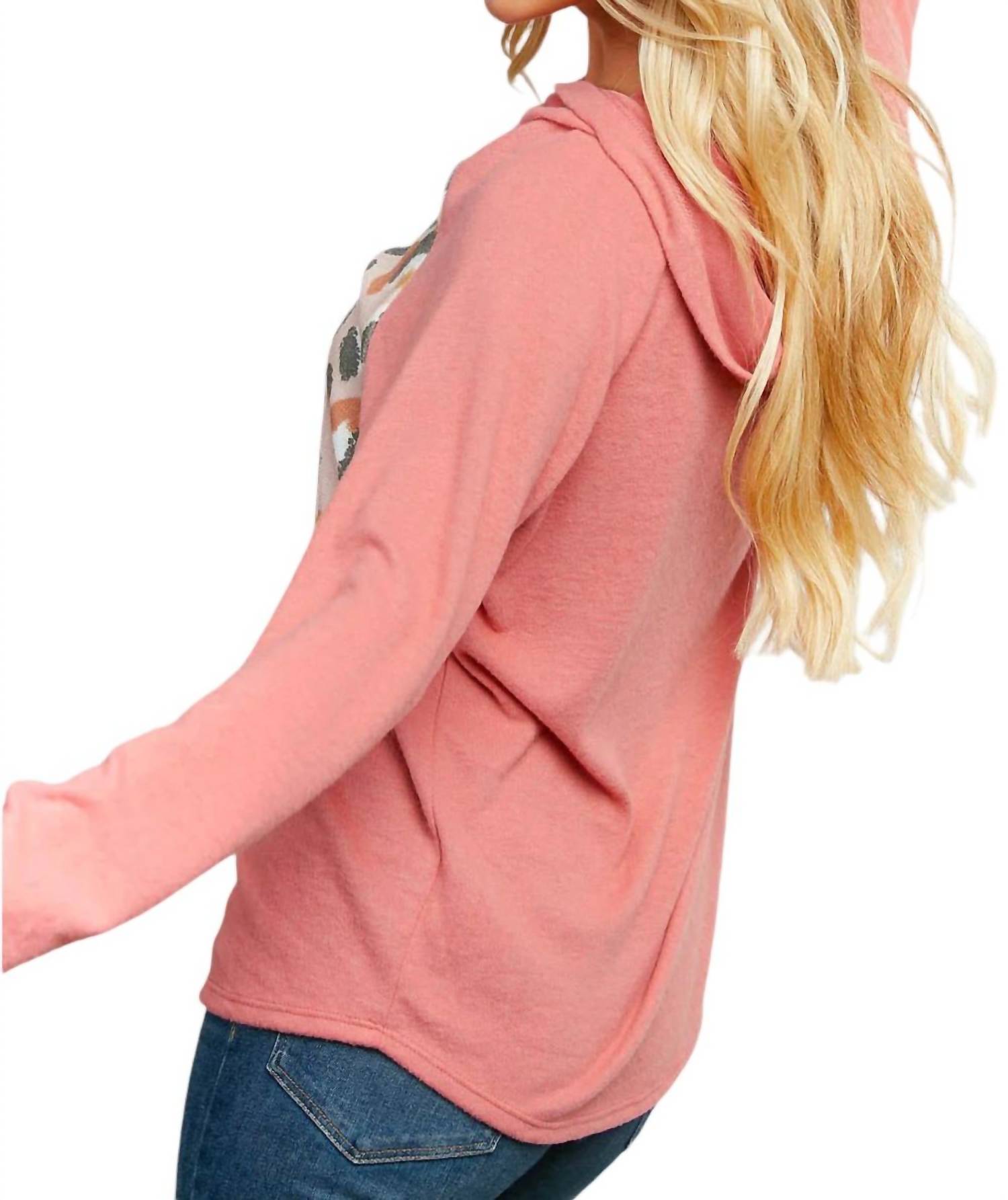 Haptics - LEOPARD THERMAL YOKE BRUSHED HACCI CROSS STITCH HOODIE