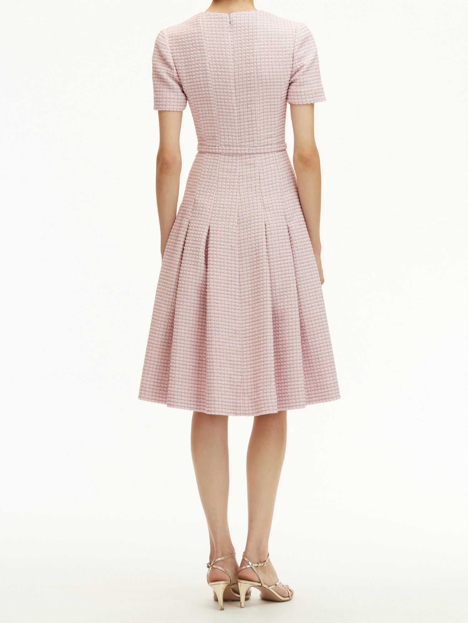 Oscar De La Renta - Lurex Check Tweed Flare Dress