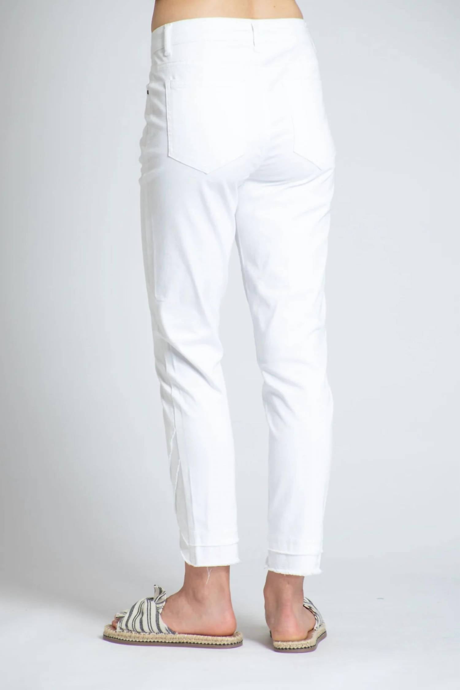 Apny - Double Layer Frayed Tulip Hem Cropped Pants