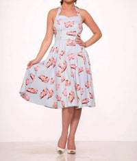 Orchid Bloom - Car Hop Halter Swing Dress