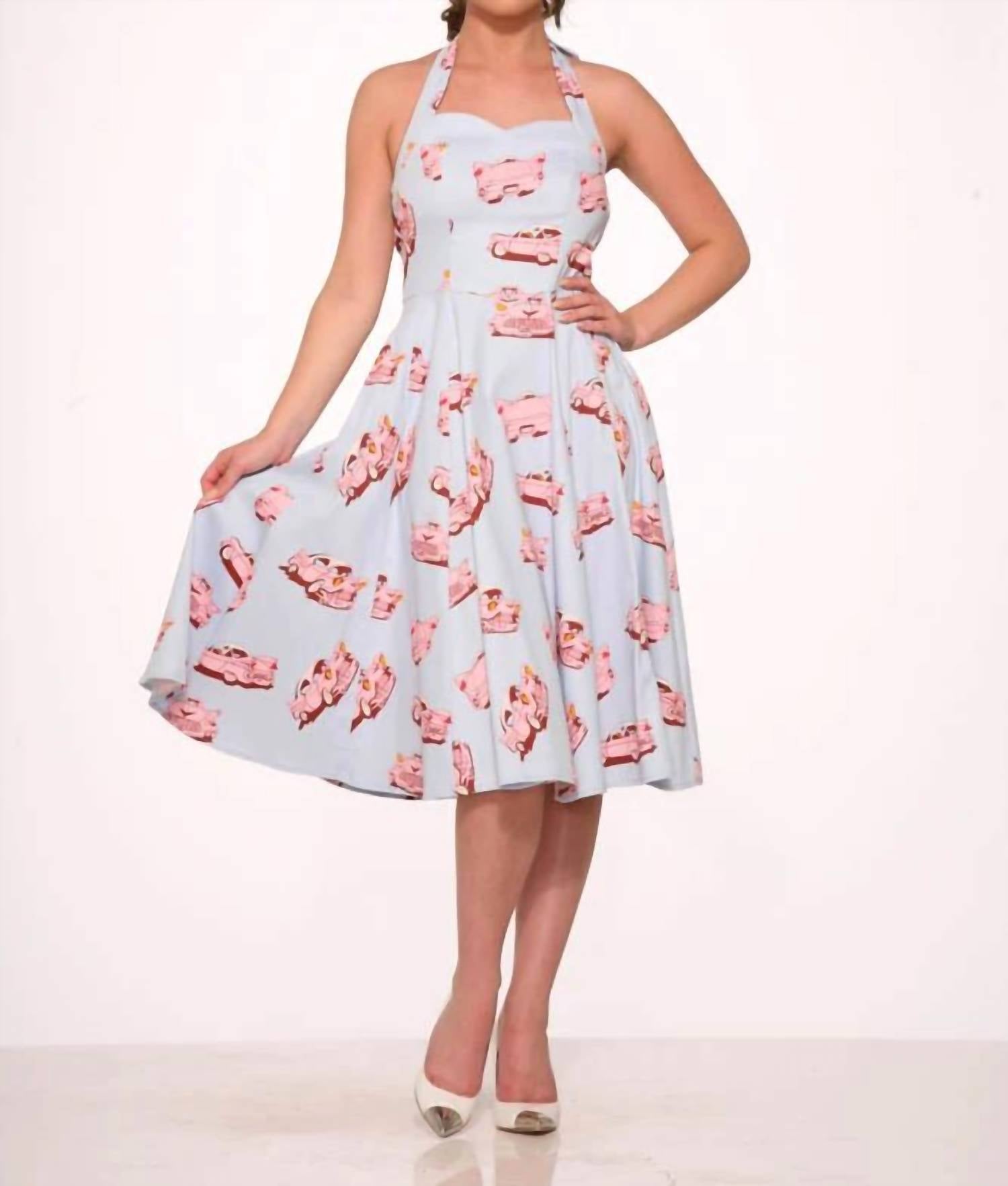 Orchid Bloom - Car Hop Halter Swing Dress