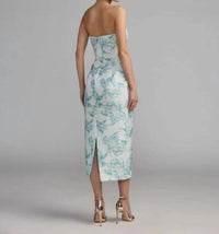 Mac Duggal - Strapless Brocade Sheath Midi Dress
