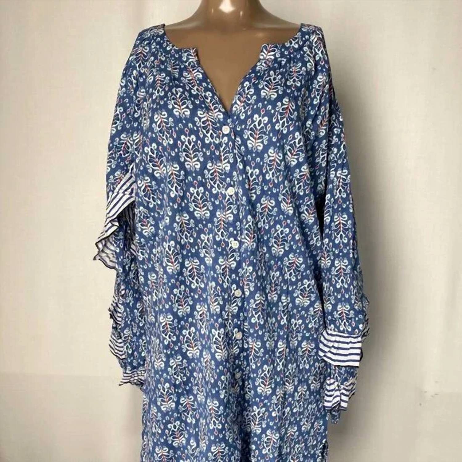 Chakeris - Women's Ellie Short Ruffle Floral Mini Cotton Tunic Dress