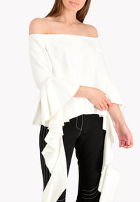 Ellery Delores Off The Shoulder Bell Sleeve Top in white - women's blouse