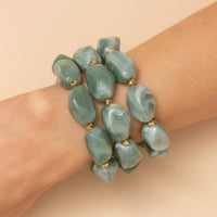 Sophia Collection - Women's Marble Stone Beaded Stretch Bracelet Set