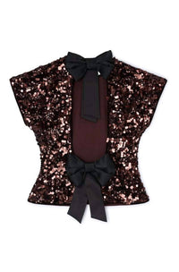 GANNI Velvet Sequins Top in demitasse - women's blouse - view 4