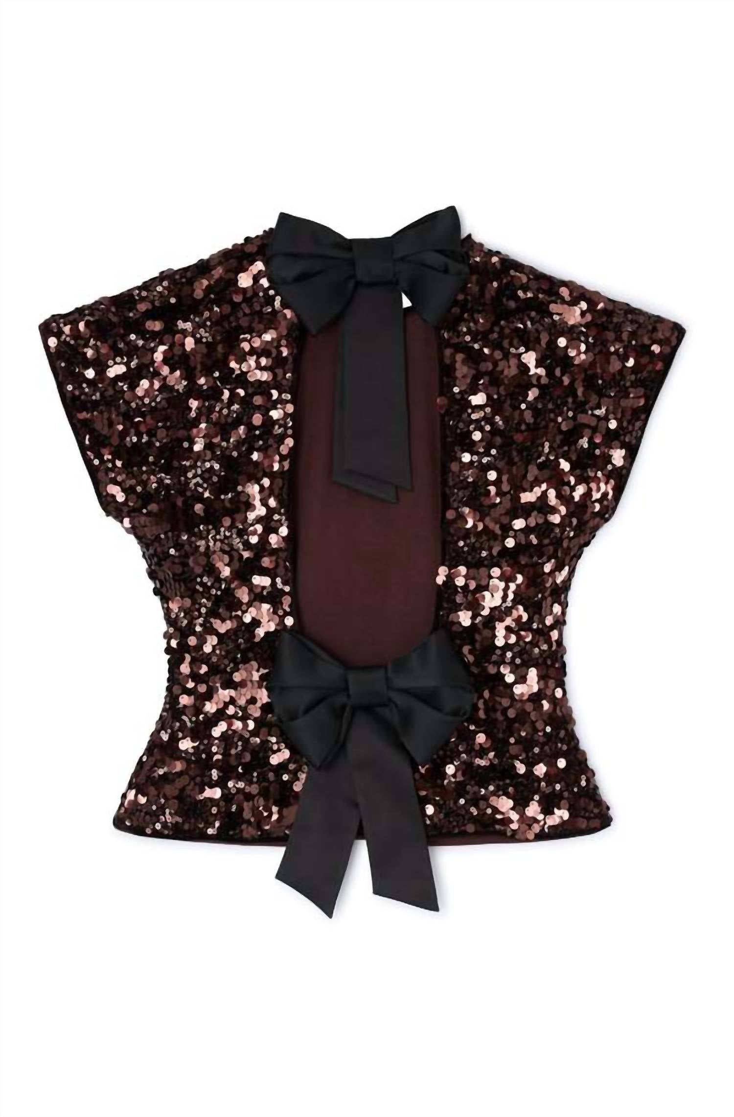 GANNI Velvet Sequins Top in demitasse - women's blouse - view 4