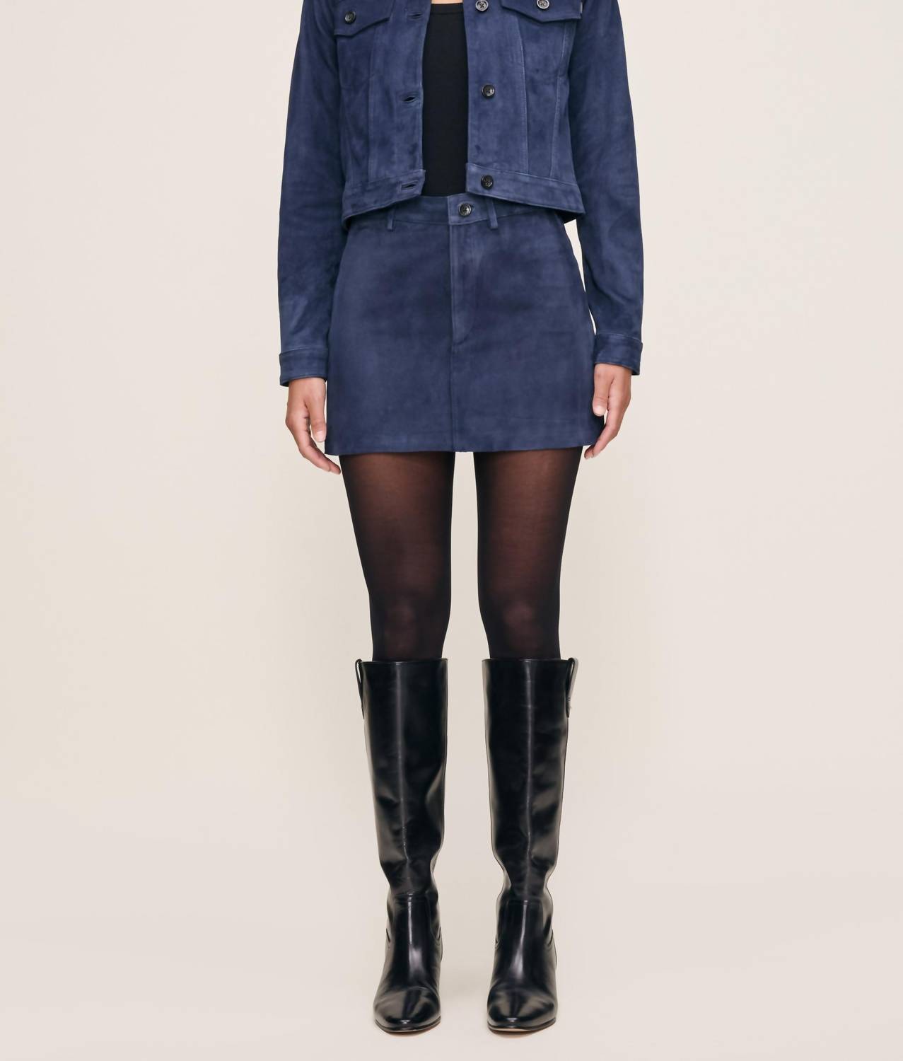 DL1961 - Women's Vika Jacket in navy suede - women's long sleeve top
