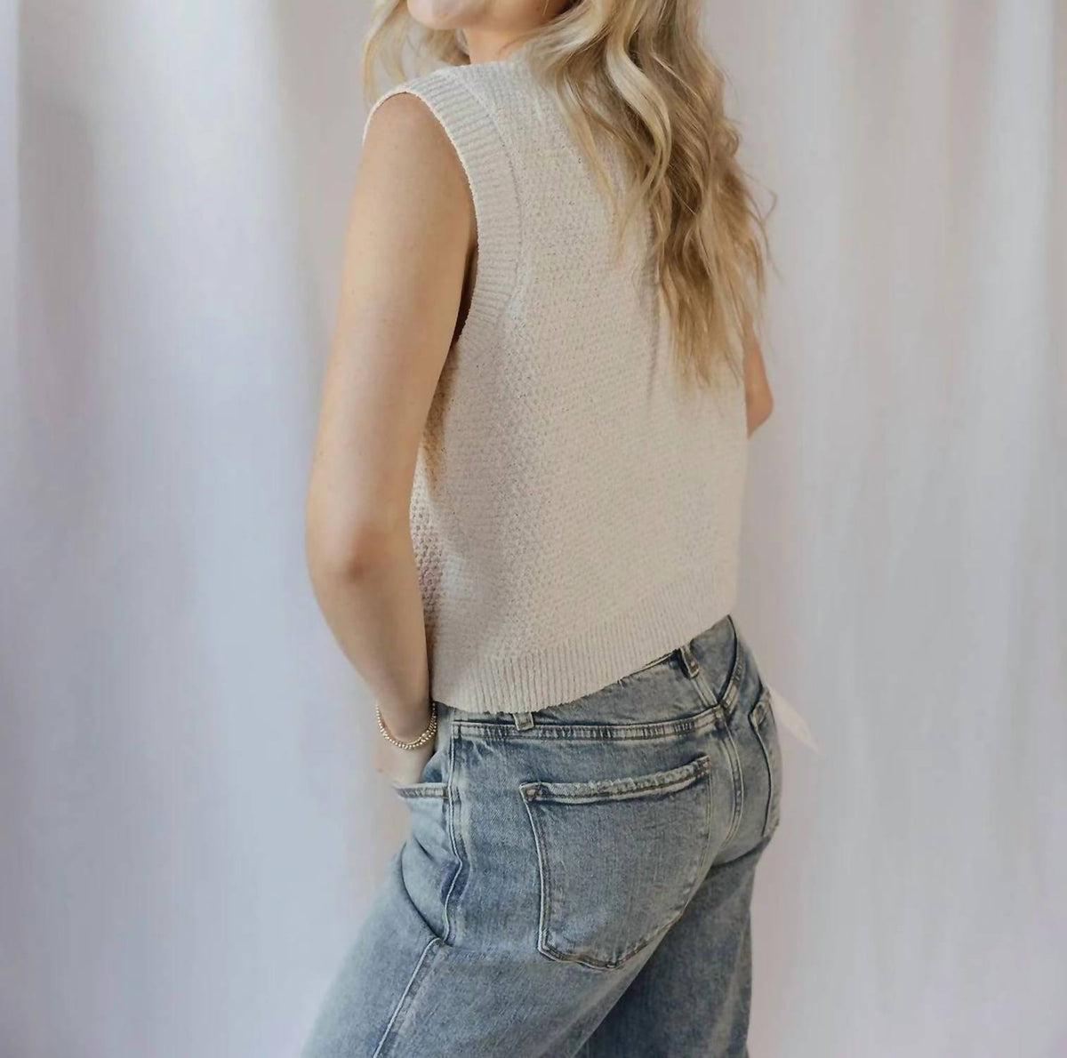By Together - Oyster Cafe Seashell Button Sweater Top