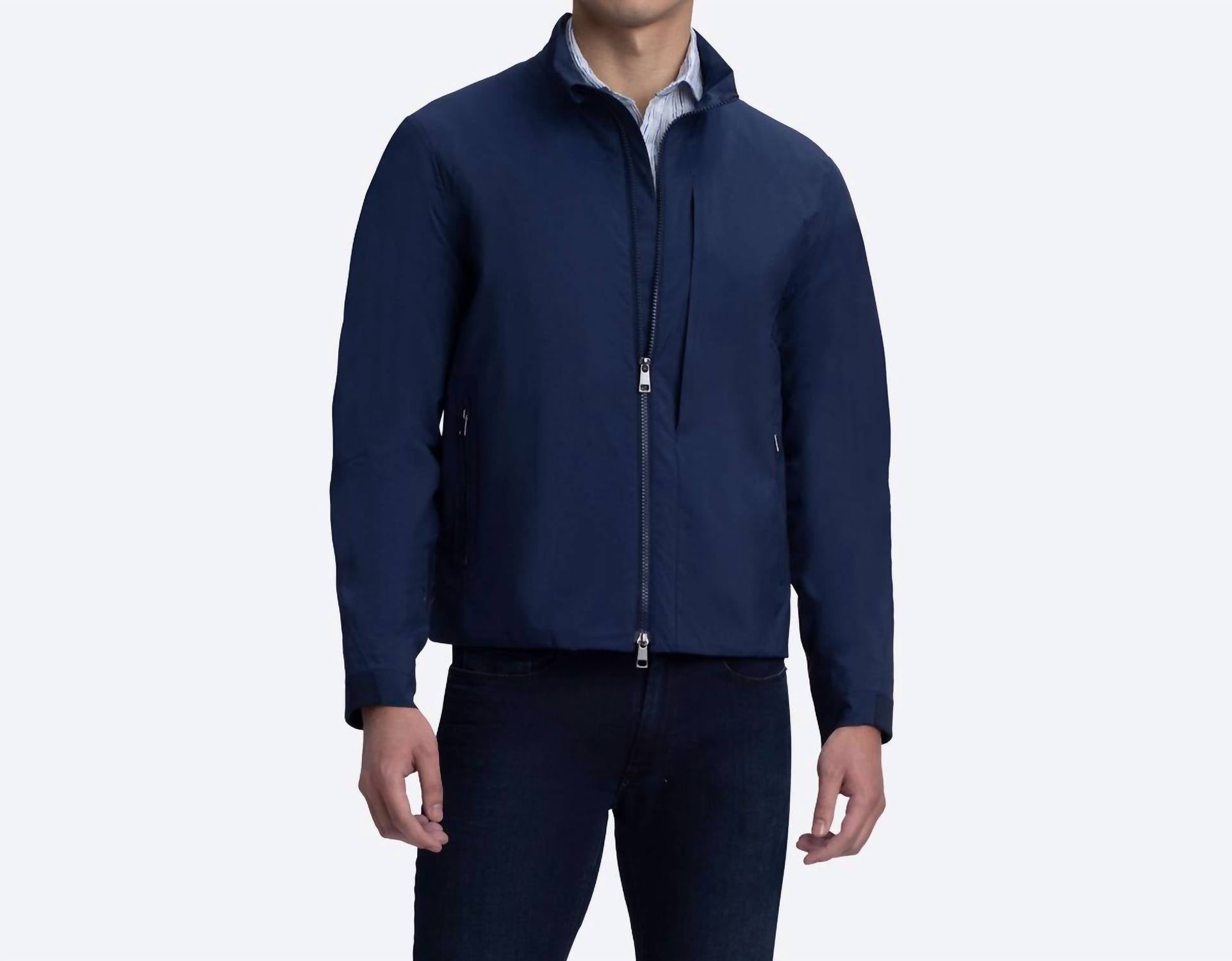 Bugatchi Uomo Water Resistant Bomber Jacket in navy - men's jacket