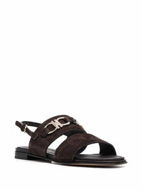 Salvatore Ferragamo Women's Gancini Plaque Suede Sandals in brown - women's sandal - view 26
