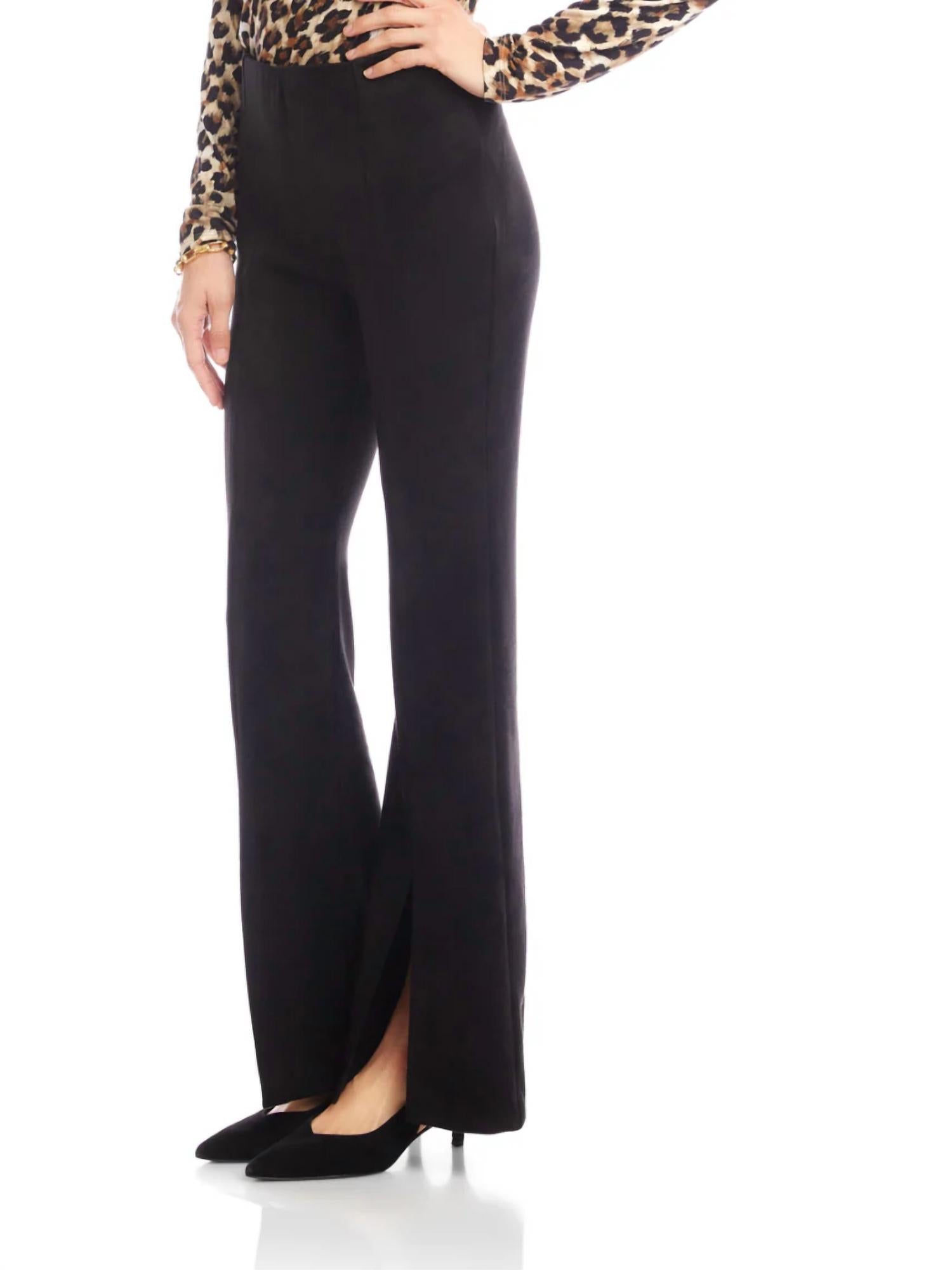 Karen Kane Faux Suede Front Slit Pant in black - women's pants - detail view