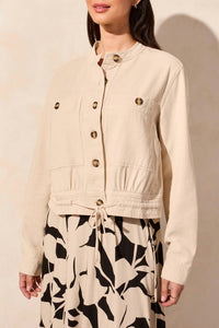 Tribal - Crop Jean Jacket With Drawcord Hem