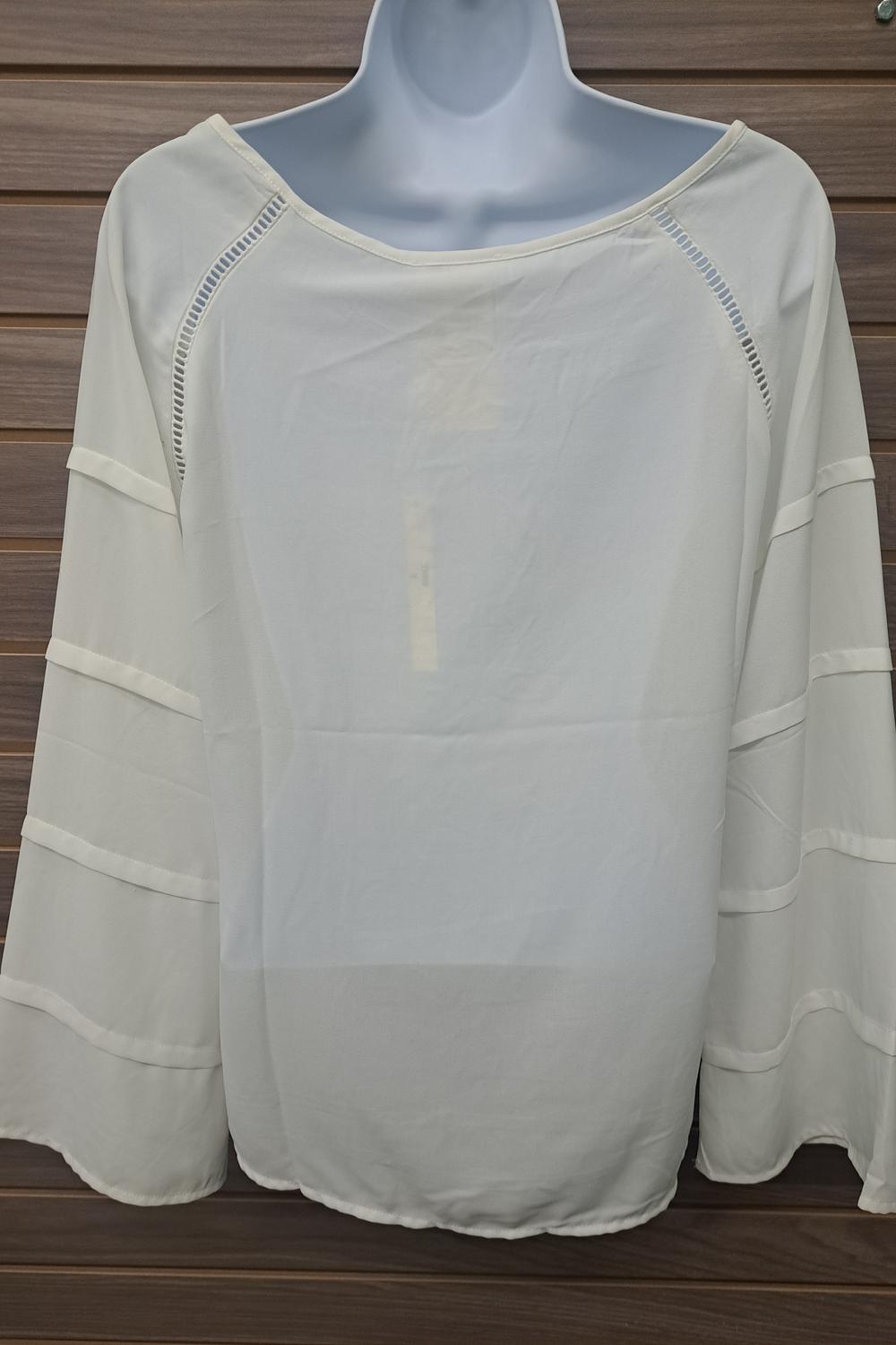 Mocha - Women's Bell Sleeve Tie Neck Blouse